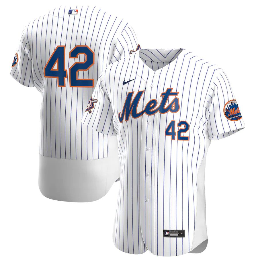 Mens New York Mets #42 Nike White Home Jackie Robinson Day Authentic MLB Jerseys